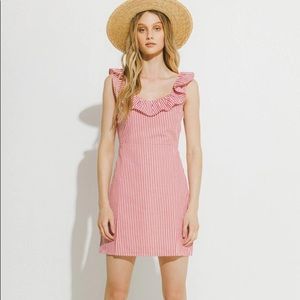After Market Red and White Striped Mini Dress